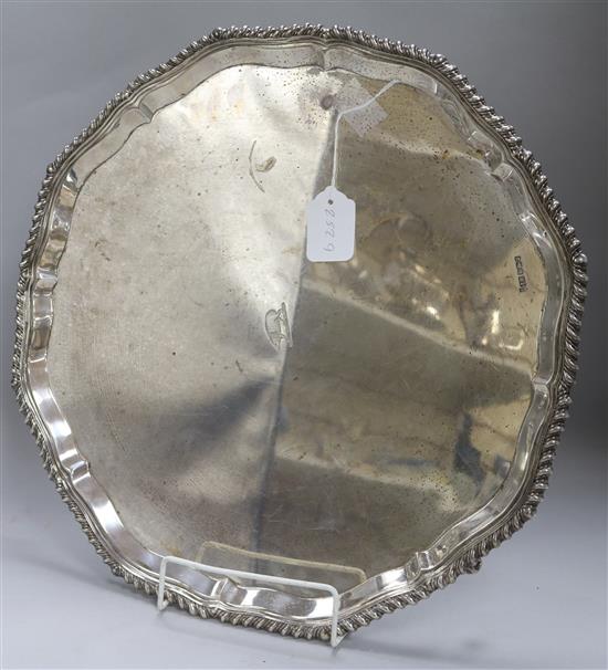 A large silver salver, crested, 72oz